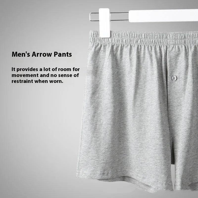 Men's loose fit pure cotton boxer shorts in black, high waist design
