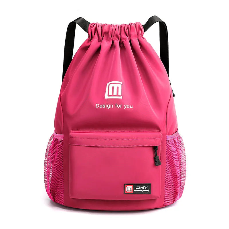 Waterproof Oxford travel backpack in multiple colours with drawstring closure and shoulder straps