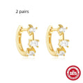 Sterling silver geometric stud earrings with small round diamond accent in gold or silver finish