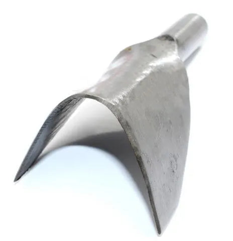 Six steel leather craft punch tools showing V shape and half round profiles in sizes 15mm to 40mm