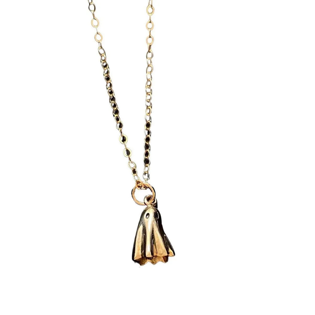 Ghost pendant necklace with titanium steel ghost charm on stainless steel twisted chain