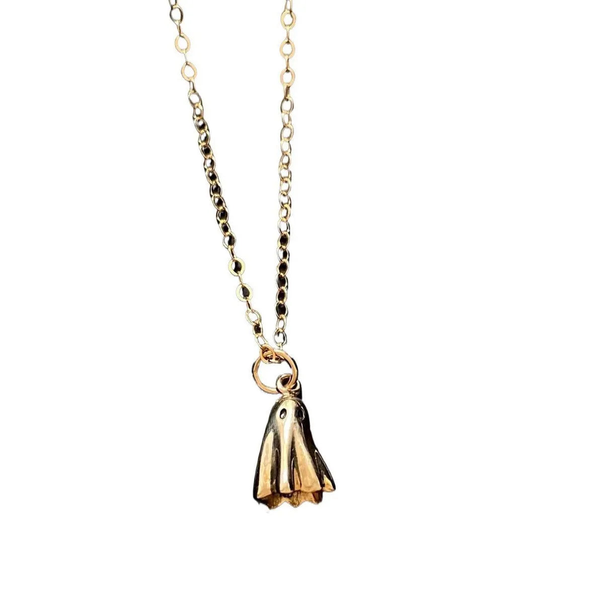 Ghost pendant necklace with titanium steel ghost charm on stainless steel twisted chain