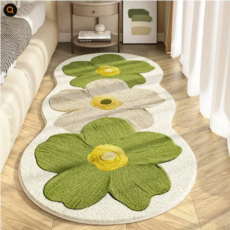 Flower shaped cashmere bedside blanket with alien cartoon design in multiple colour options