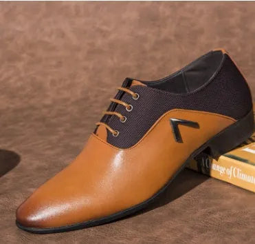 Men's Oxford shoes in artificial PU leather with rubber soles available in black, brown, and yellow