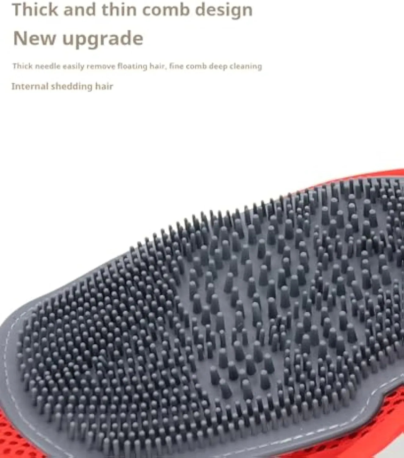Red pet bathing glove with integrated brush design for dog and cat grooming during bath time