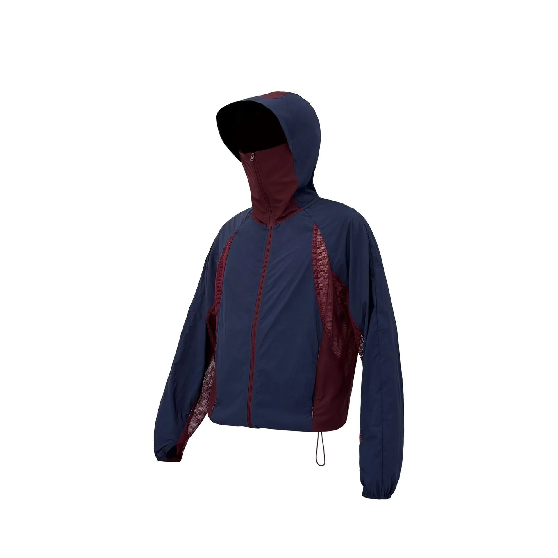 Mesh stitching thin nylon UV protection sun hoodie in desert brown colour
