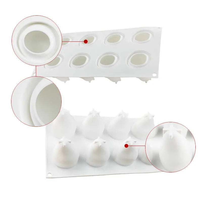 Silicone baking moulds in pineapple pine cone and pear shapes for Italian mousse