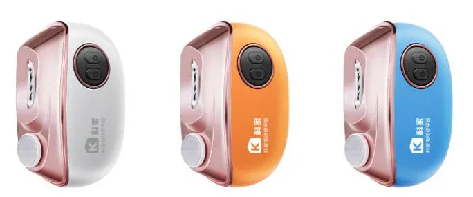 Blue electric nail clipper and polisher two-in-one tool with USB-C charging cable and cleaning brush