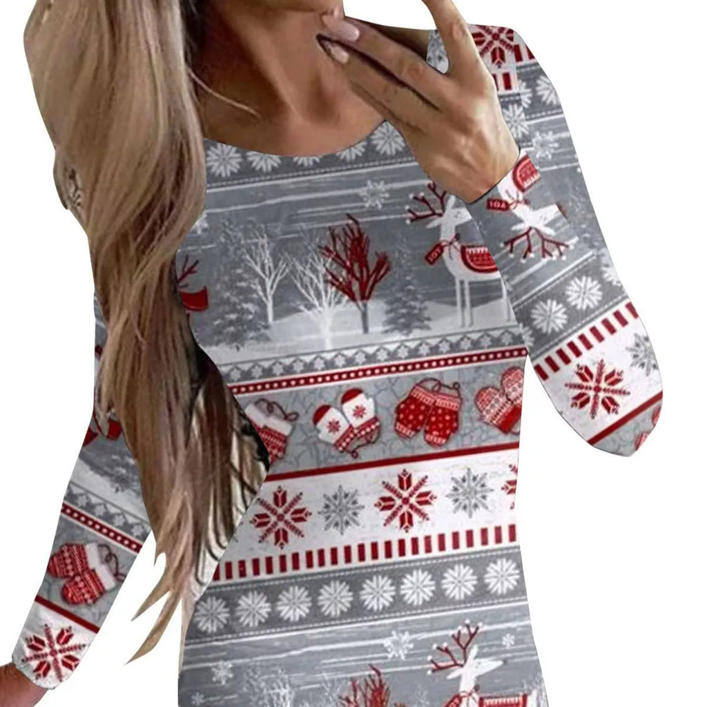 Women's printed Christmas dress with animal pattern in floral colour options