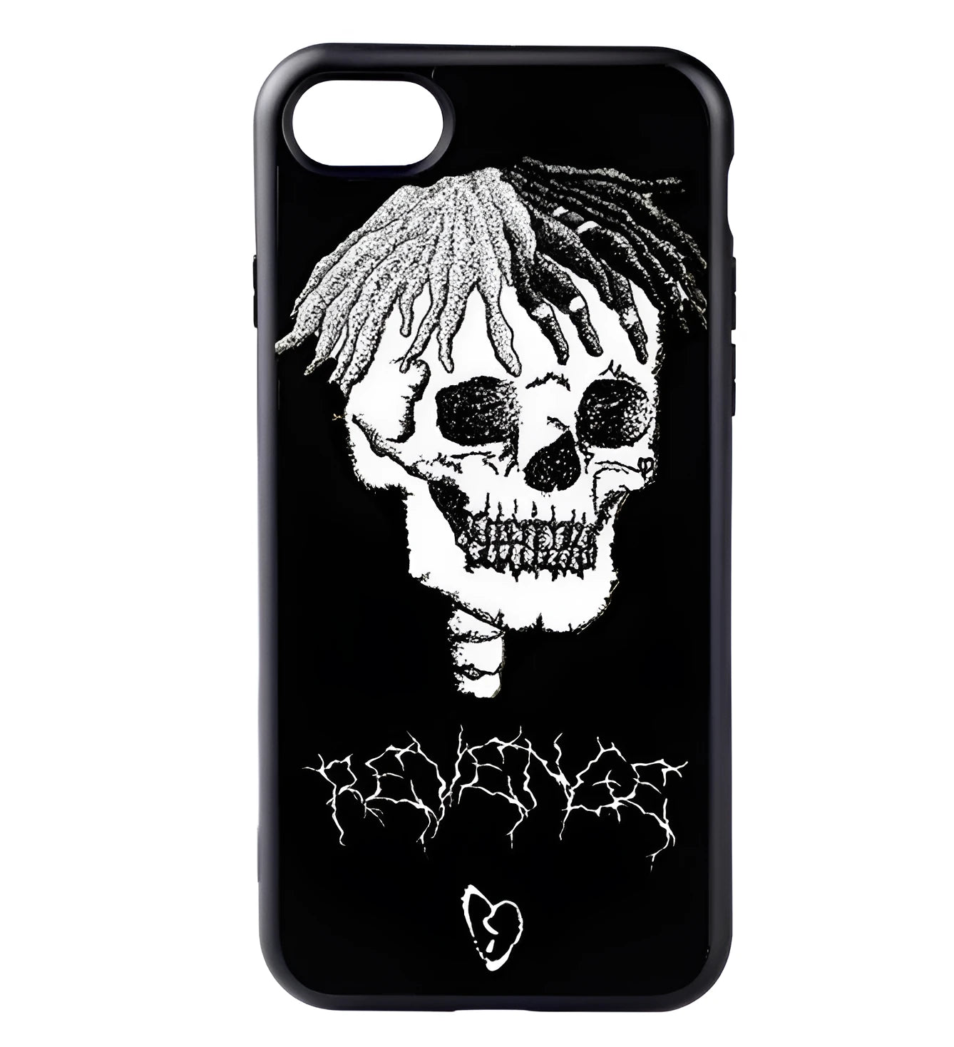 Transparent matte iPhone case featuring an Xxxtentacion graphic design, showing half-wrapped sides.