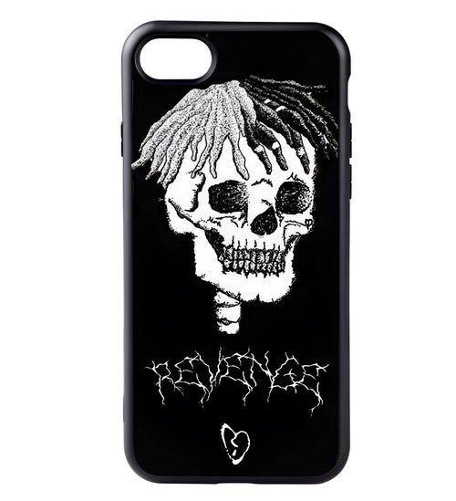 Transparent matte iPhone case featuring an Xxxtentacion graphic design, showing half-wrapped sides.