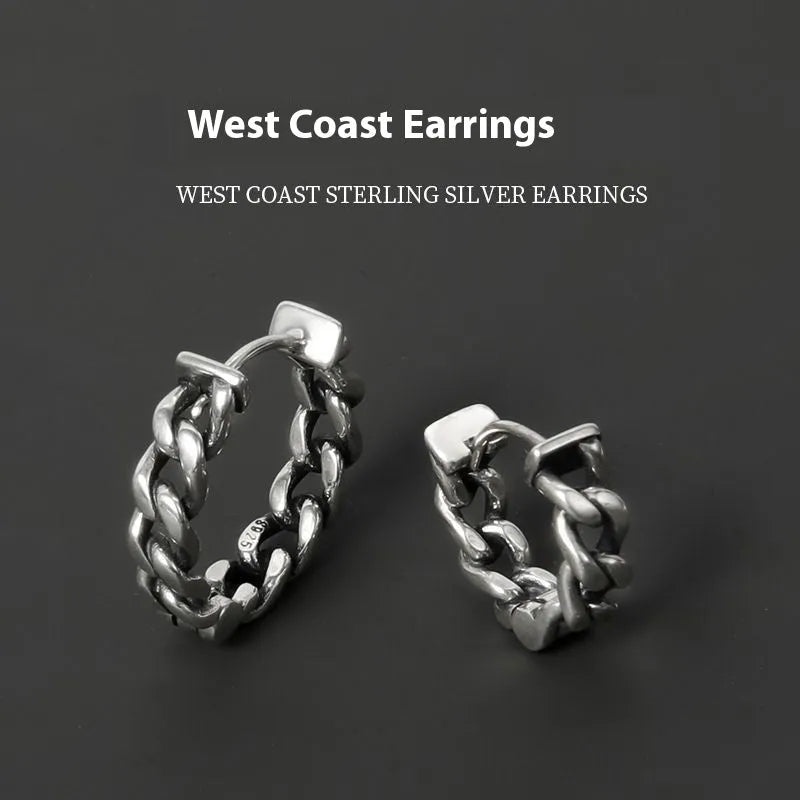 West Coast geometric men's earrings in copper available in 10mm and 14mm sizes