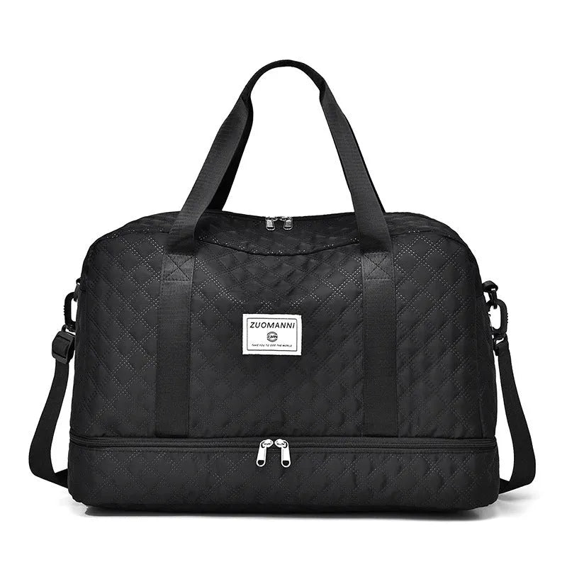 Oxford cloth travel bag with 36-55 litre capacity for leisure trips and buggy use in solid colour options