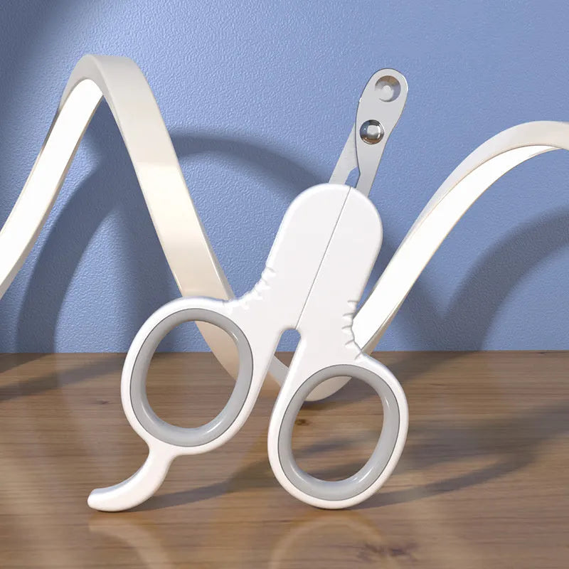 Professional grey pet nail clippers with curved tips and a rubberised ergonomic handle.