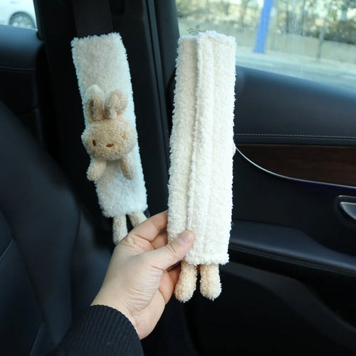 Cartoon rabbit and bear design lamb wool car seatbelt shoulder protector for passenger comfort