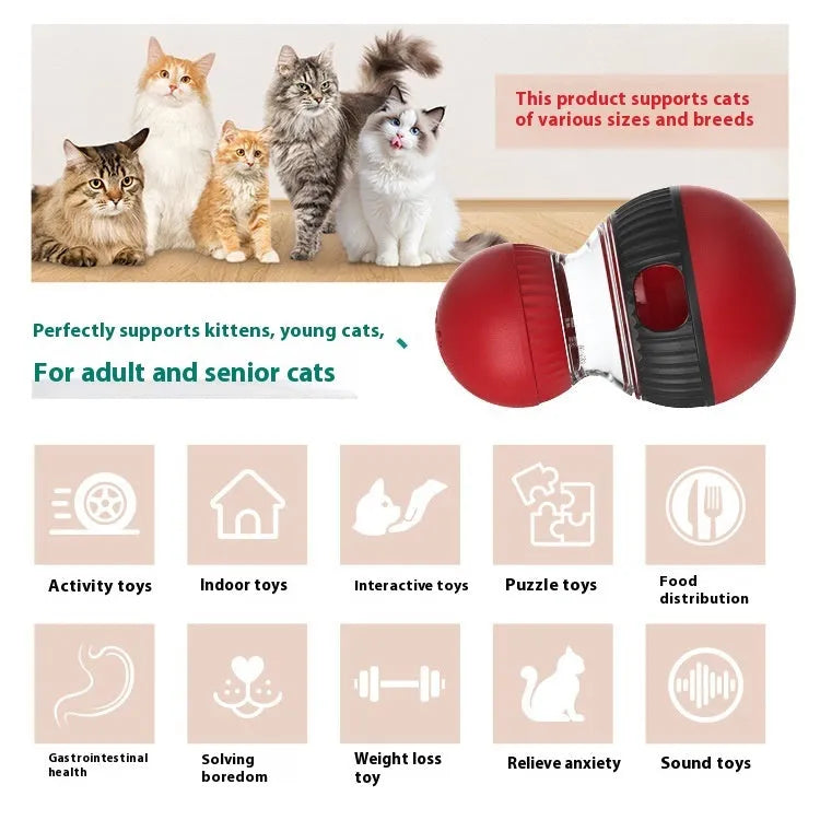 Rotating funny cat toy with sound super ball for food dropping pet play