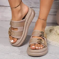 Women's thick sole suede slippers in apricot, black and milky white colours