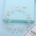 Bridal pearl hair band in silver, gold KC and rose gold colours with three length options