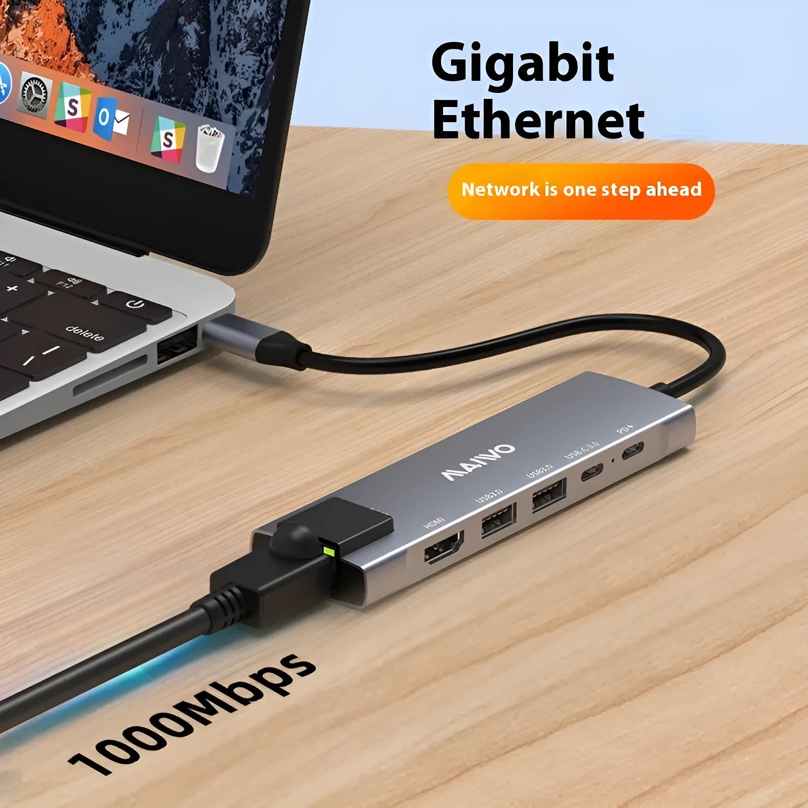 Steam Deck 6-in-1 aluminium docking station showing USB-C, HDMI, Ethernet, and USB ports