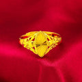 Gold electroplated open geometric flower ring with textured brass construction