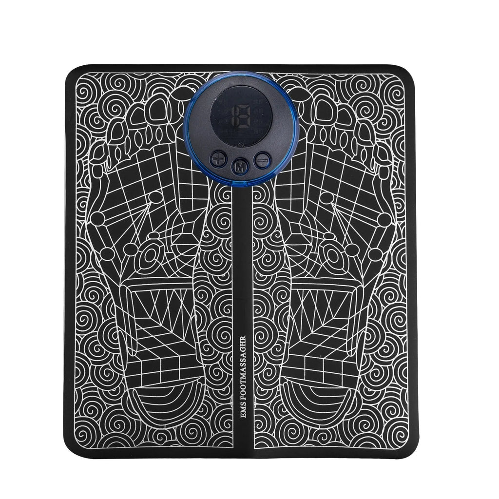 Remote control foot massage cushion with LCD display and leather upholstery