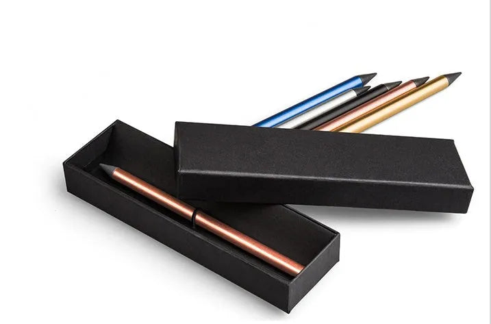Inkless metal pen with special alloy steel tip available in silver gold and black with spare nib