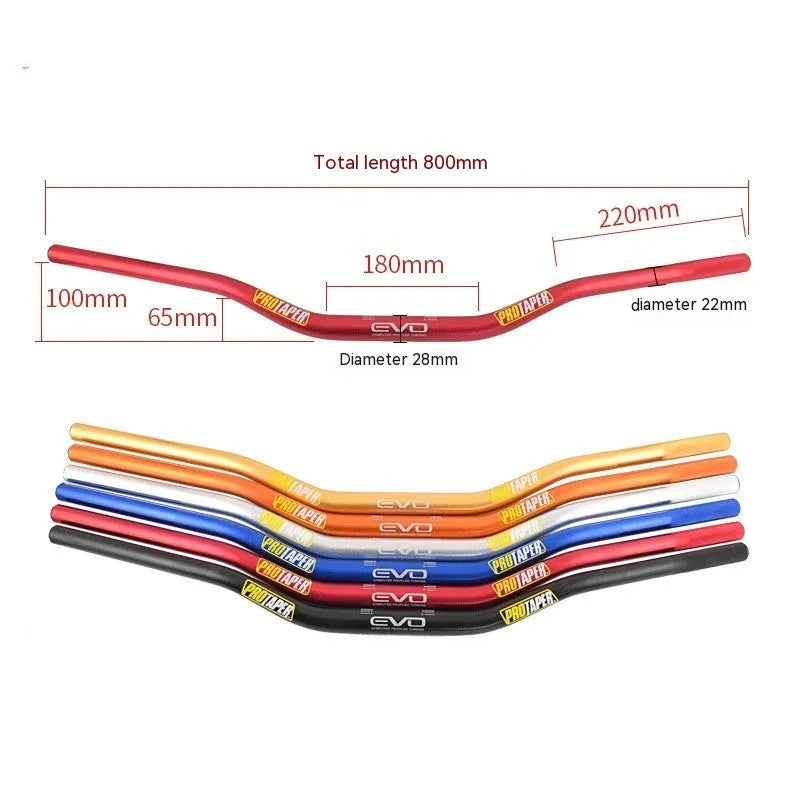 Orange aluminium alloy scrambling motorcycle handlebar with 28mm clamp and 80cm width specification