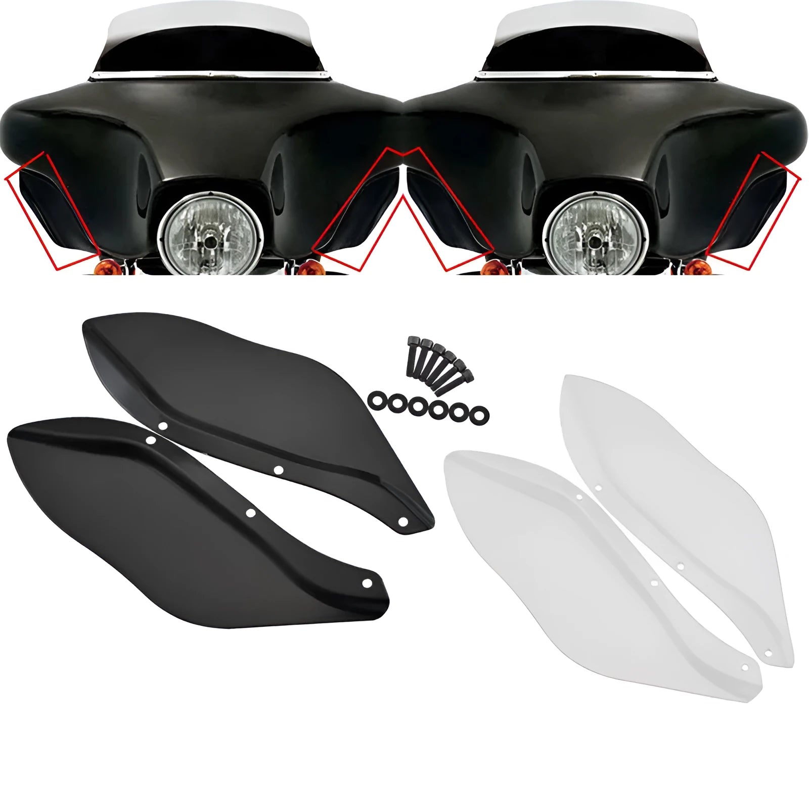 Harley-Davidson motorcycle side wing head covers pair for Touring models 1996-2013