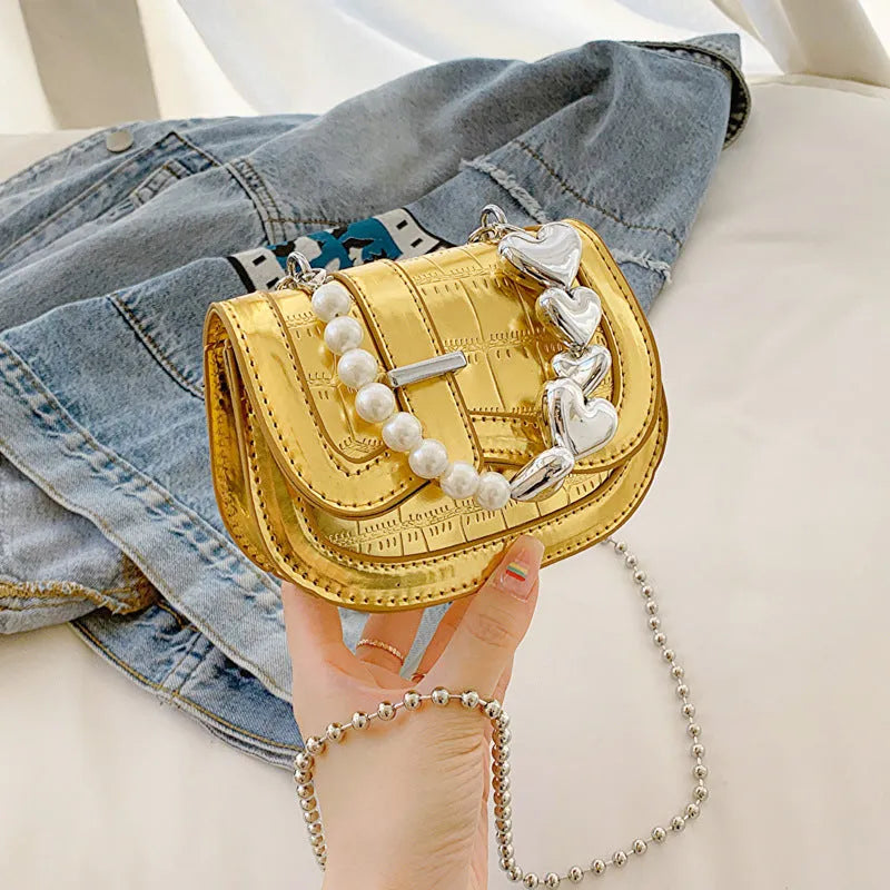 Women's PU leather mini tote saddle crossbody bag in horizontal square shape