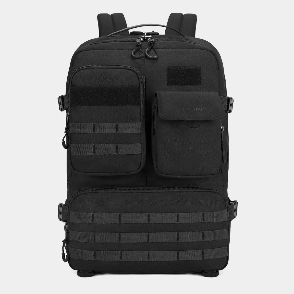 Army Green 17 inch tactical backpack with straps and compartments.