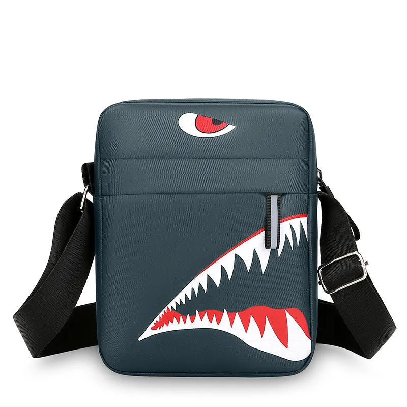Men's small casual crossbody bag in Oxford cloth with animal print pattern