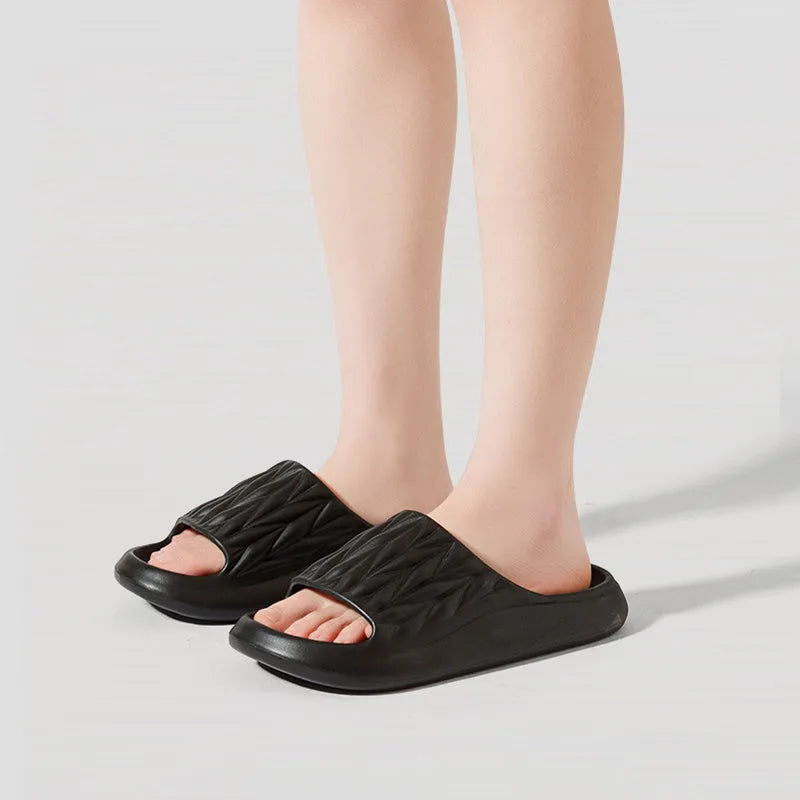 Leaf texture design EVA slippers in multiple colours with non-slip soles for indoor household use
