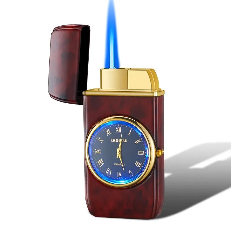Electronic watch design metal cigarette lighter with wind-resistant ignition and LED flashing lamp
