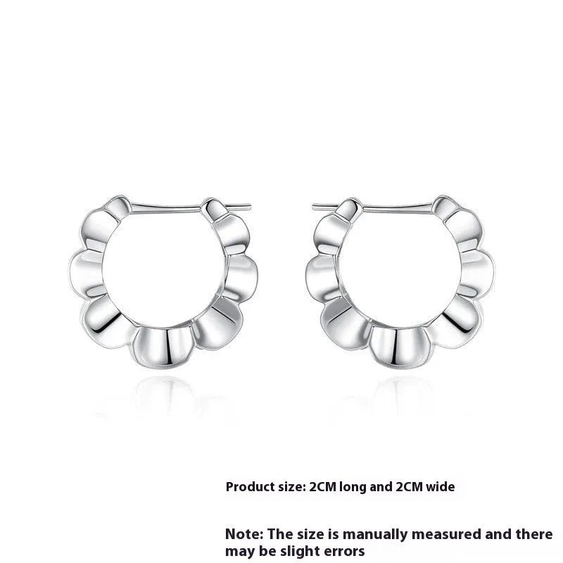 Sterling silver retro geometric earrings with round design elements