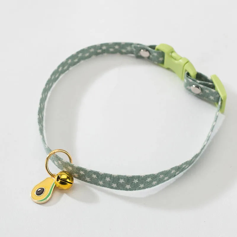 Adjustable cat collar with bell pendant and bow tie accessory for small pets