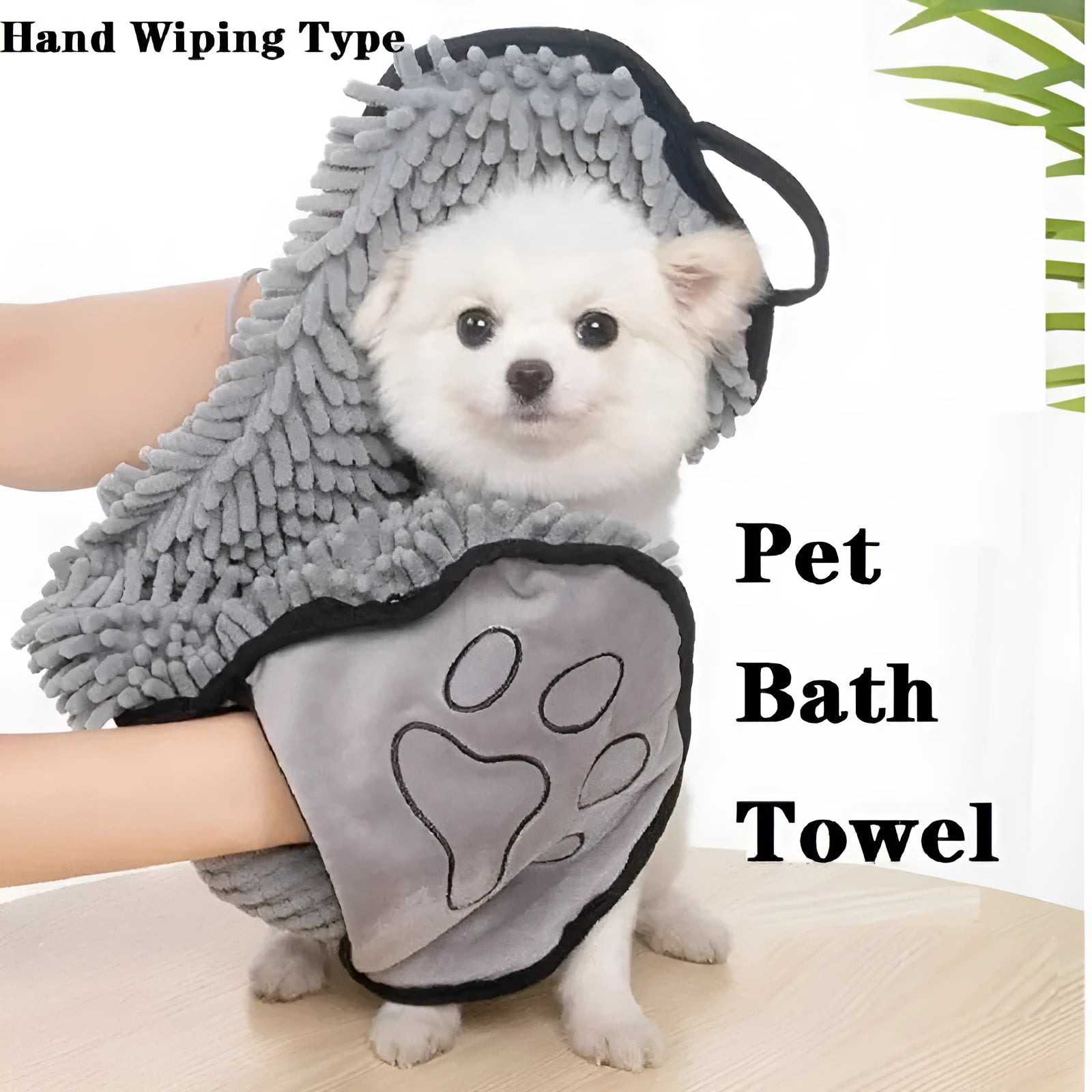 Blue thickened dog bath robe towel laid flat, showing its 62 cm length and absorbent fibre texture.