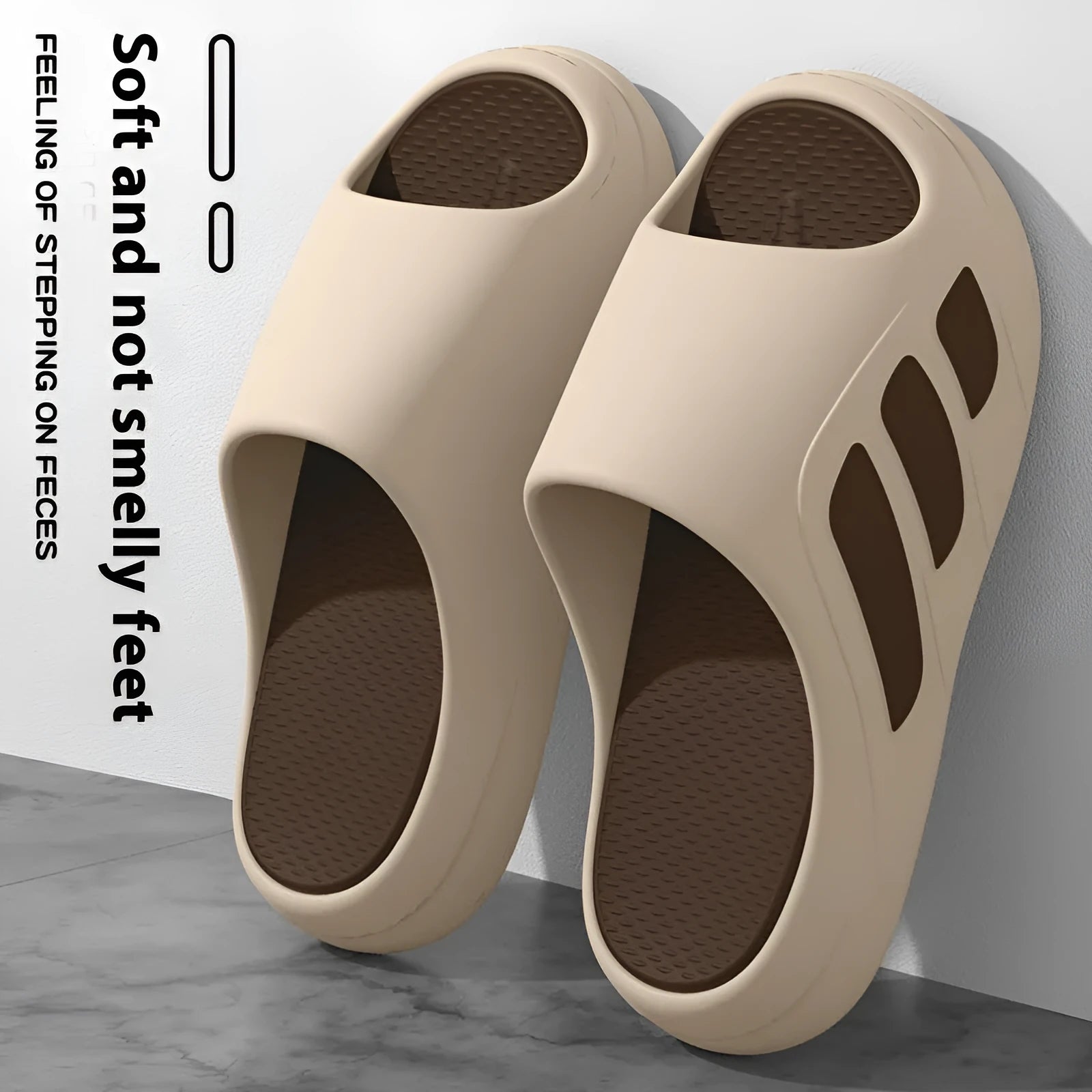 Men's thick-soled EVA platform slippers in flip-flop style, shown in various colour options.