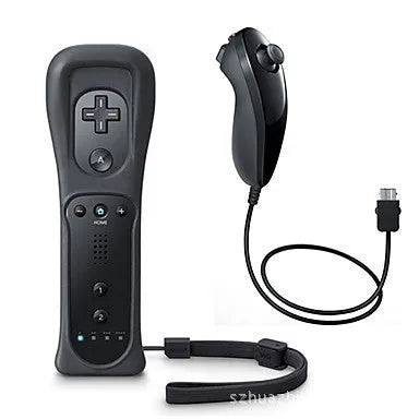 Nintendo Wii left and right gamepad controllers with infrared sensor in selected colour.