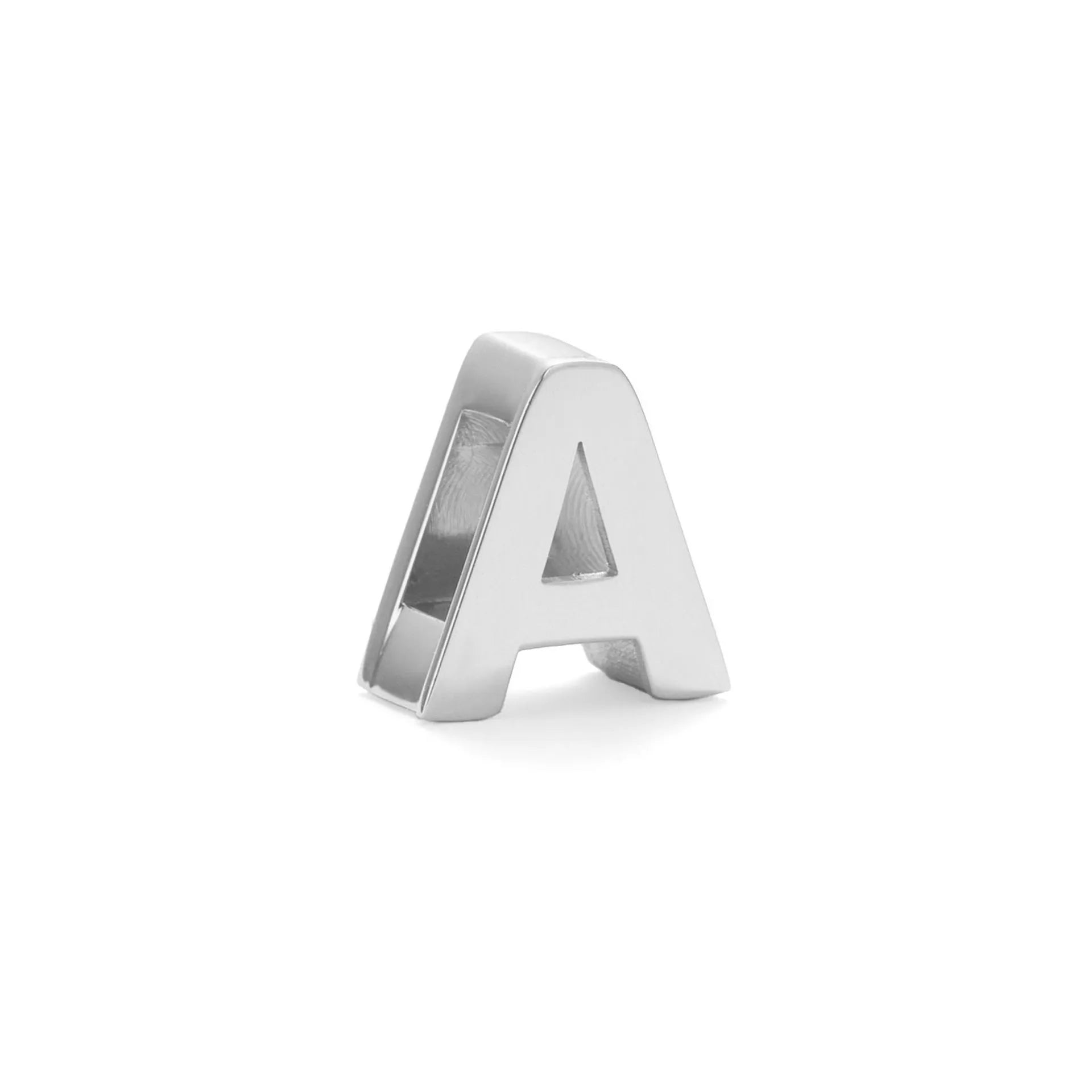 Titanium steel personalised necklace with a charm showing the letter A on a 40.5cm chain.