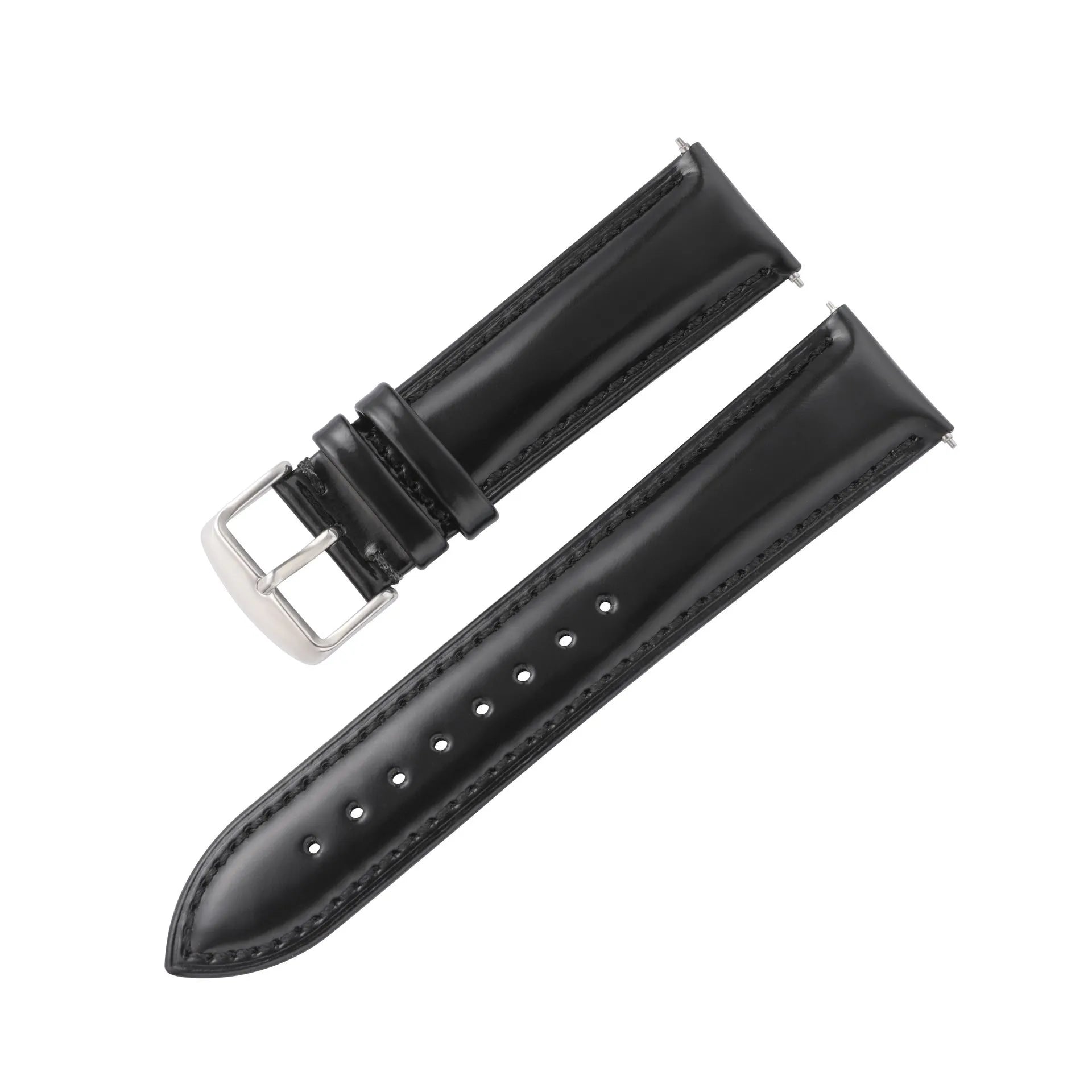 Quick release leather watch strap in bright cowhide showing colour options and width measurements