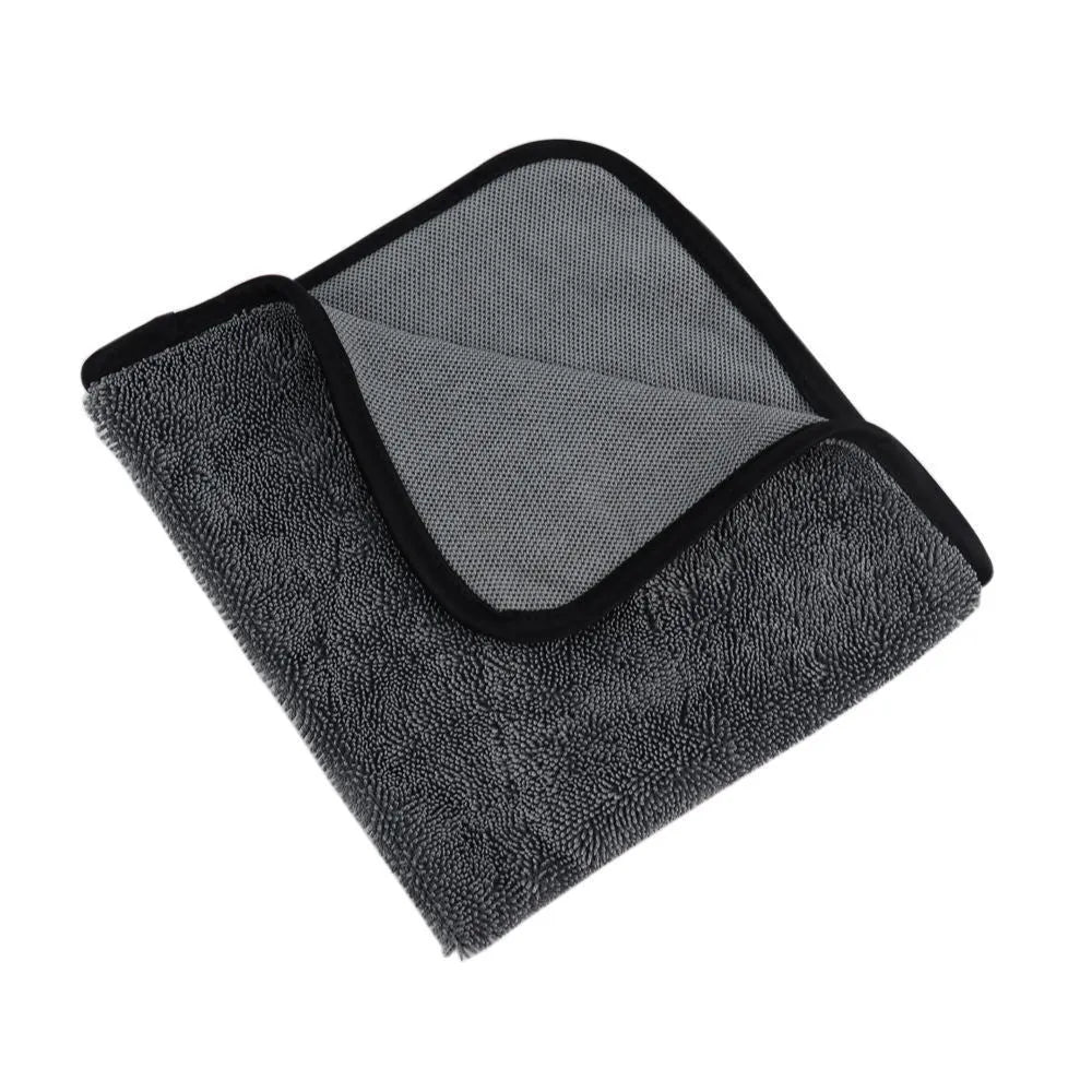 Grey 40cm square microfiber car wash towel for drying vehicles
