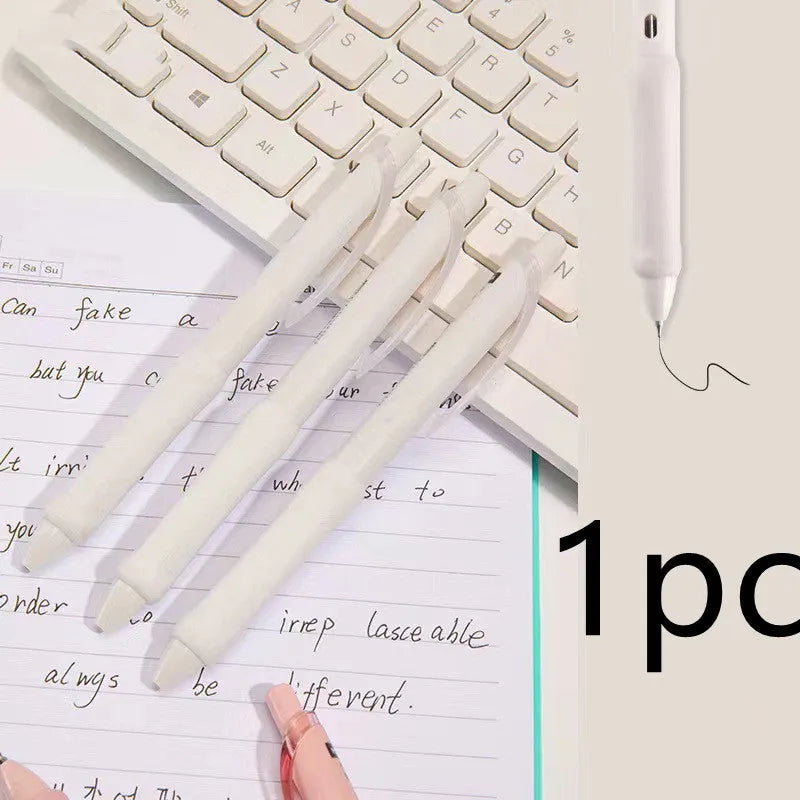 Macaron Colour Student Press Gel Pen with 0.5mm tip in smoked white, brown, and pink options