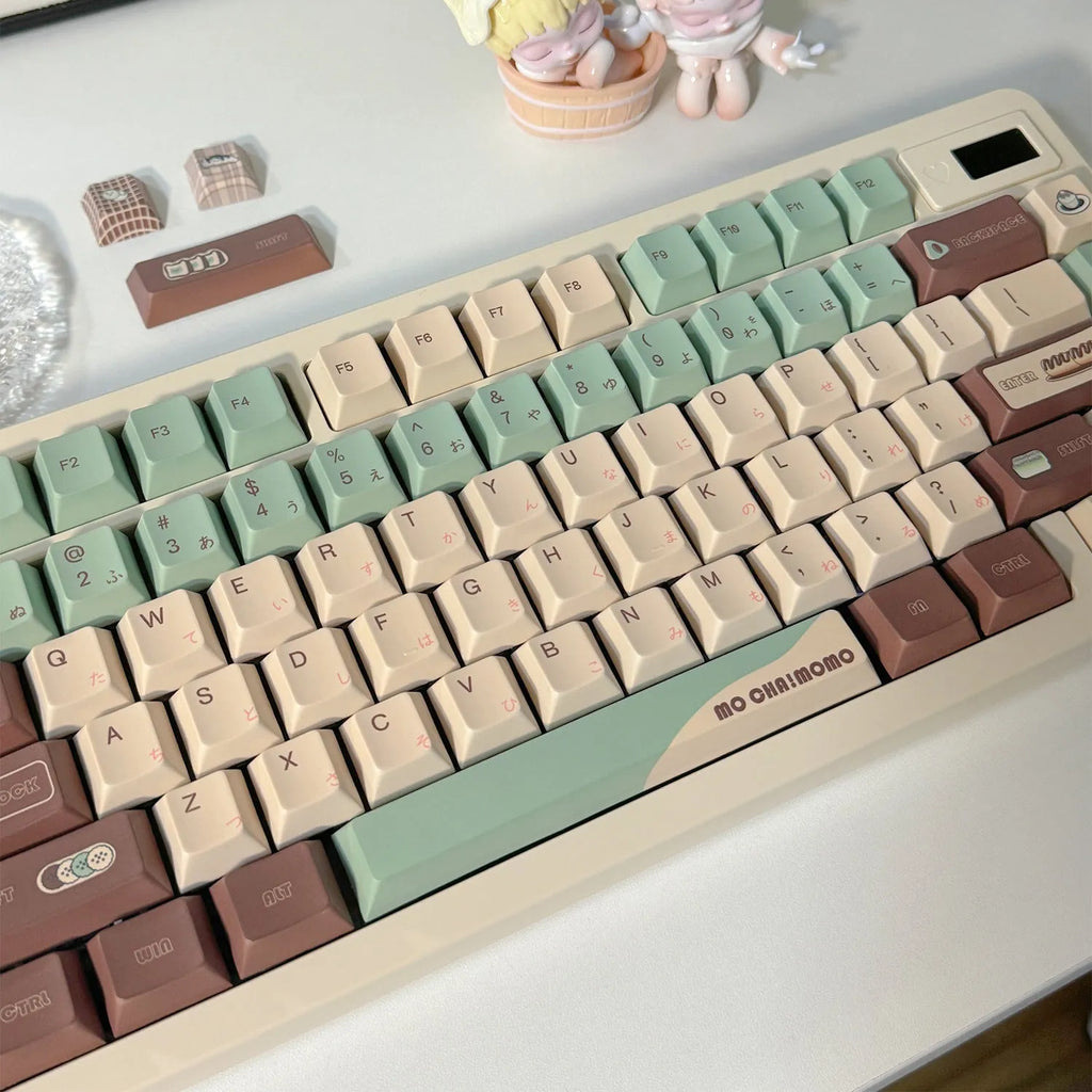 CAP Adaptive Cross Satellite Shaft mechanical keyboard keycaps in matcha green colour theme
