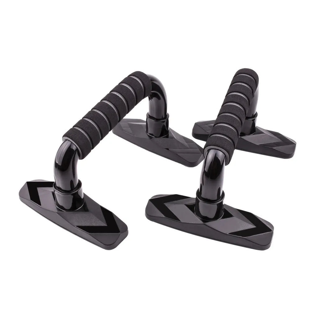 Pair of I-shaped diamond push up bars with PP sponge grip, shown in blue colour.