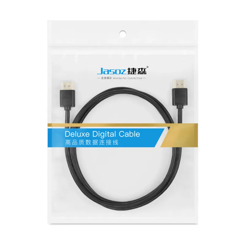 HDMI video cable with gold-plated connectors shown in multiple available lengths