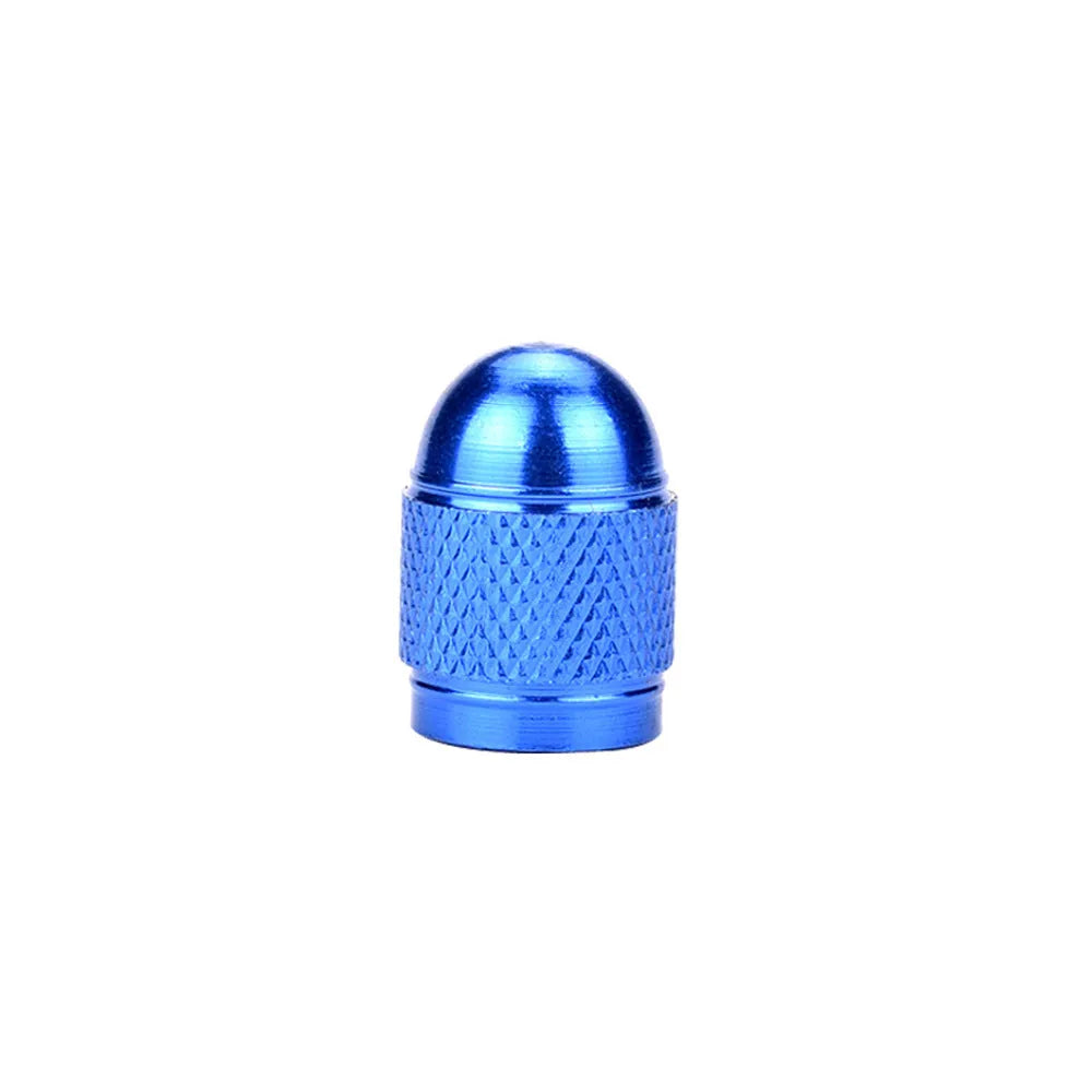 Aluminium mountain bike tyre valve cap in five colour options with screw fitting