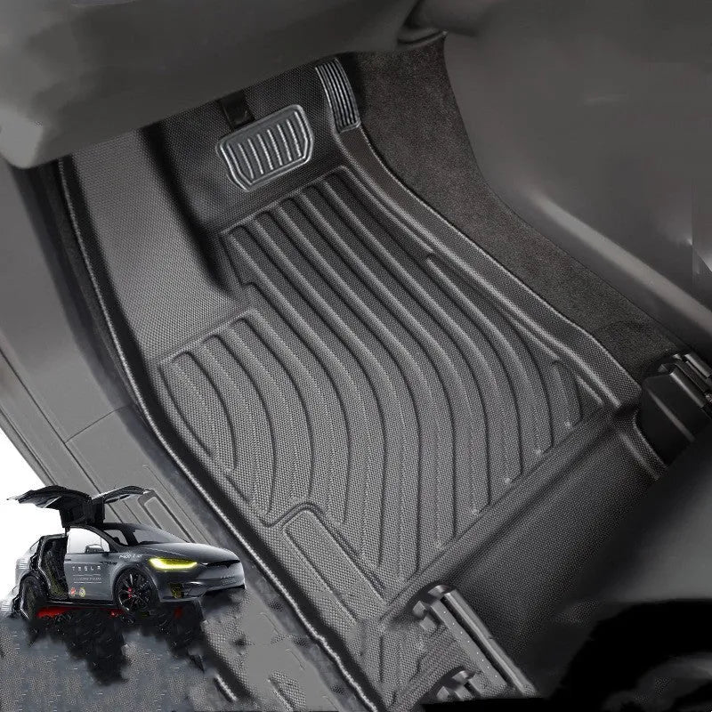 Tesla Model X waterproof rubber floor mats and boot liner for left-hand drive vehicles