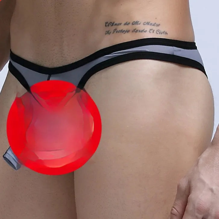 Men's ice silk elephant nose design briefs in multiple colours on a white background.