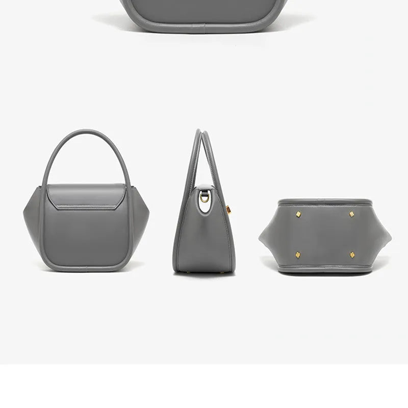 Leather wing-shaped tote cross-body bag in cow leather with single shoulder strap