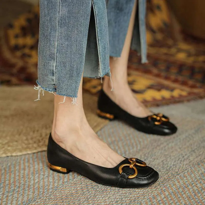 Women's square toe Mary Jane pumps with a super high heel over 8cm in apricot colour, showing shallow mouth design.